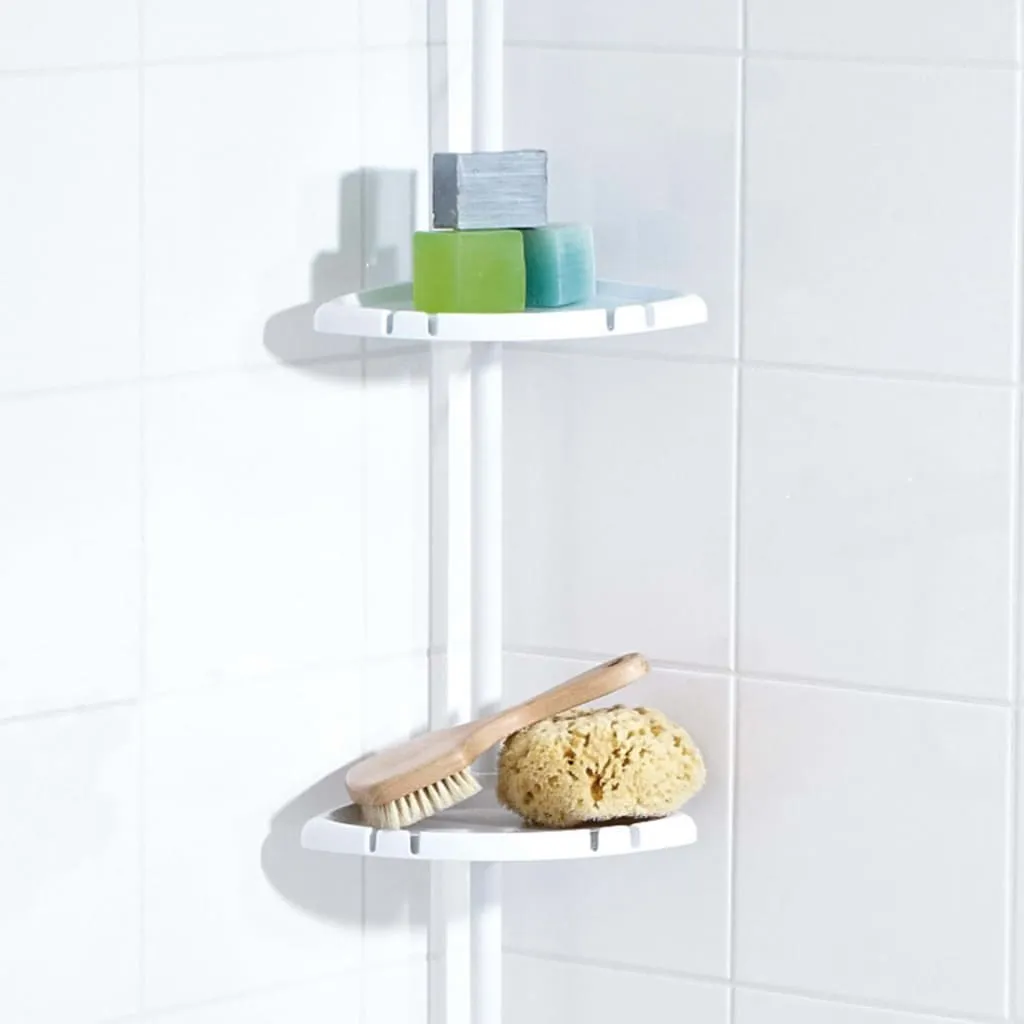 Étagère de douche sans perçage réglable 260cm avec 4 paniers plastiques