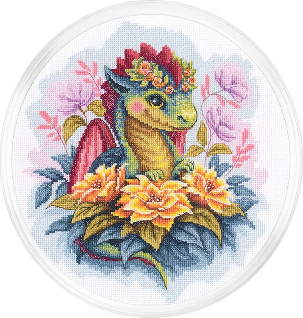 Kit point de croix RTO fleurs d'or avec toile Aida et fils coton 20x23