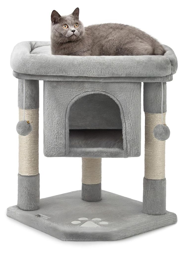 lionto Kratzbaum für Katzen 60 cm, mit Kuschelhöhle, Produktbild 