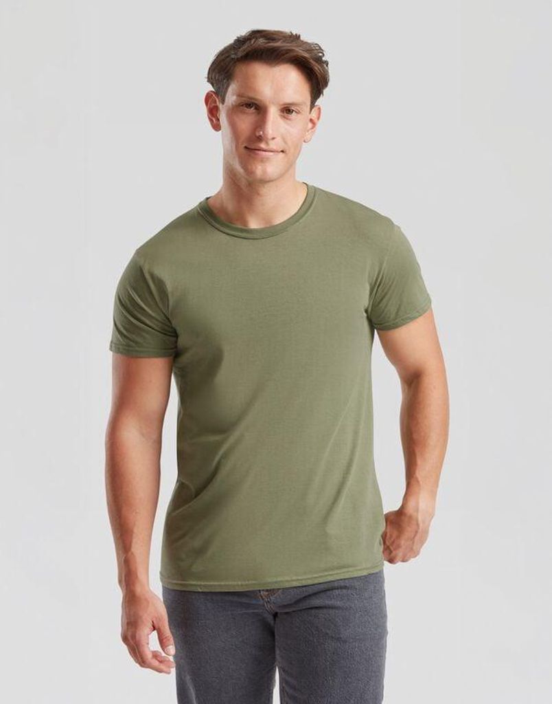 Fruit Of The Loom T-Shirt Herren ICONIC 150 T oliv Streetwear 100% Baumwolle XL