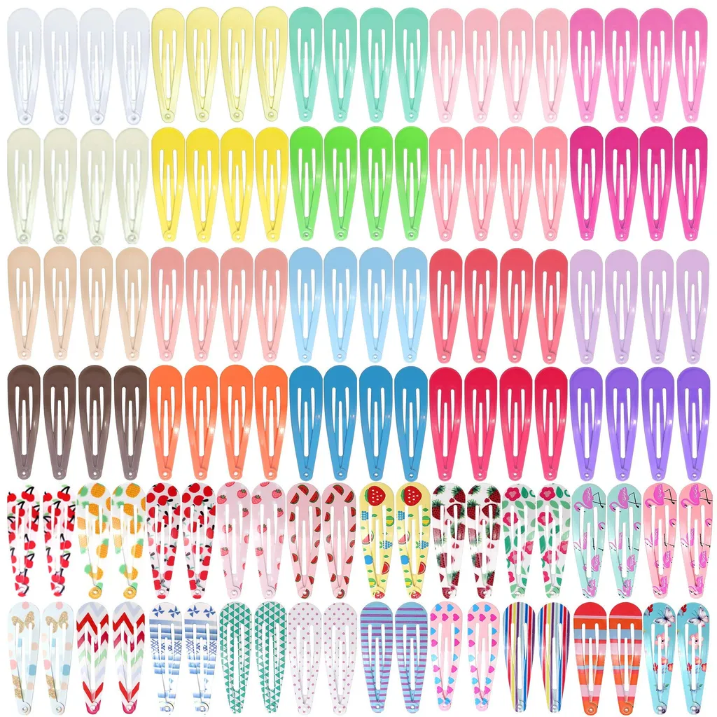 Lot de 120 barrettes à cheveux 5 cm clic-clac pour fille motifs variés