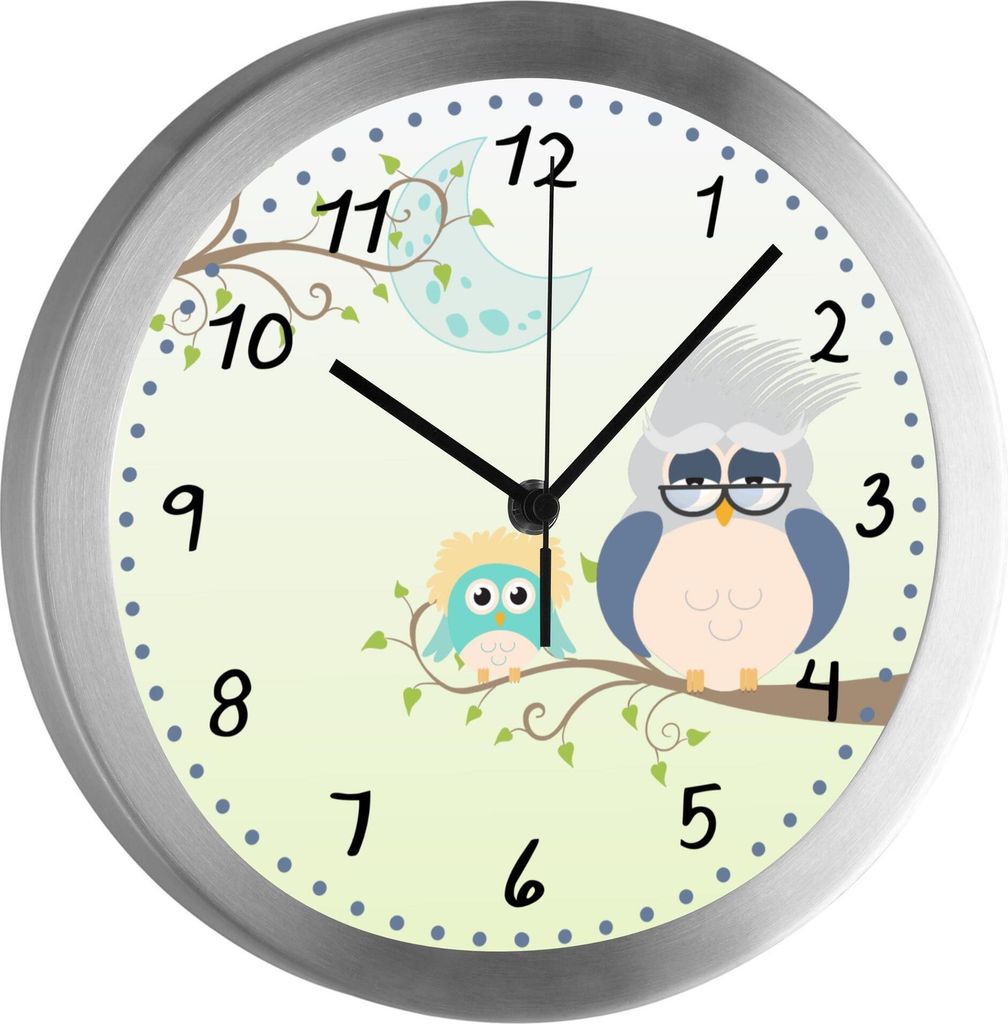 Funkuhr, Kinder Wanduhr, Kinderuhr, Kinderzimmer Eule Opa