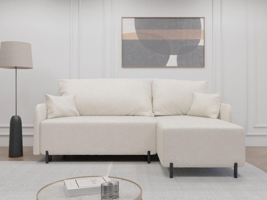FurniDe24 Ecksofa L-Form Malmo - Ecksofa mit Schlaffunktion, Bettkasten - Moderne Ecksofa, Wohnzimmer Sofa - Eckcouch Beige (Gerra 10)