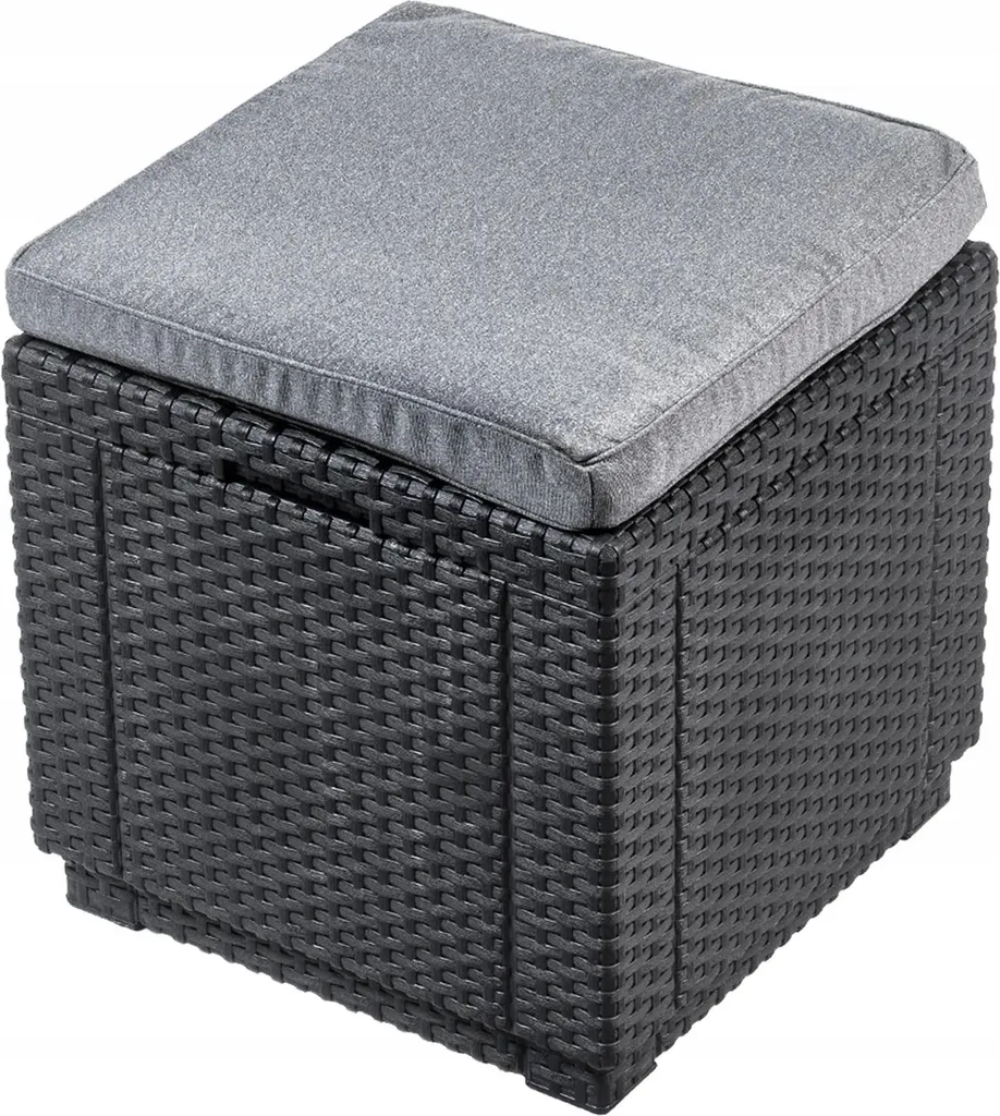 Tabouret de balcon avec rangement coussin intégré coloris graphite mat