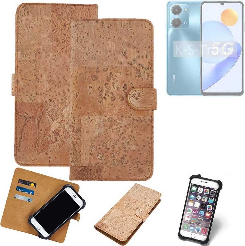 K-S-Trade Hülle kompatibel mit Honor Play 7T Kork Handyhülle Cover Schutzhülle TPU Case Bumper in Hellbraun, (1x)