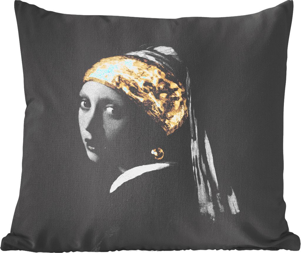 MuchoWow Zierkissen Sofakissen Wohnzimmer Dekokissen 50x50 cm Mädchen mit Perlenohrring - Vermeer - Kunst - Komfort - Sofakissen