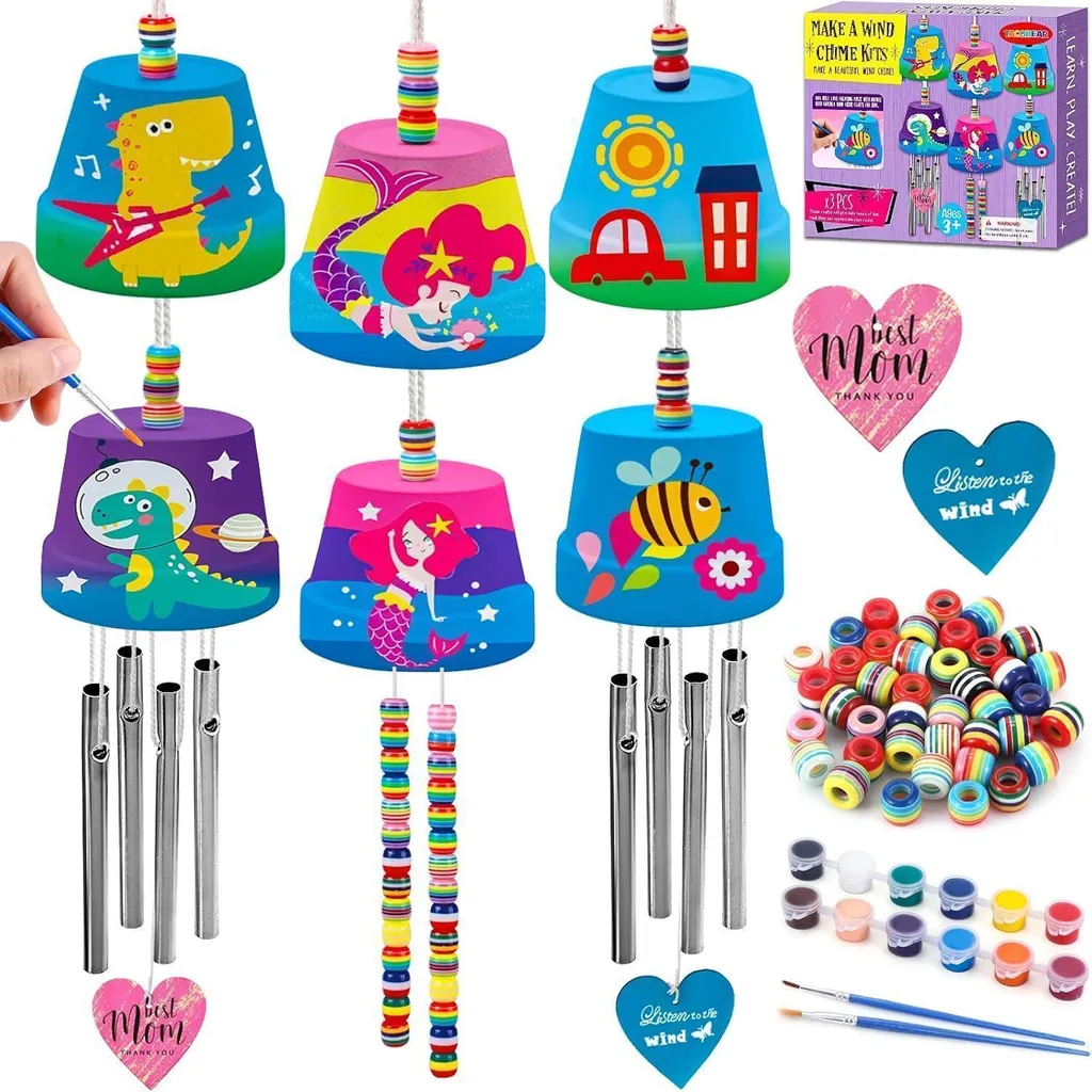 Carillon à peindre kit complet bricolage enfant avec 12 couleurs éclatantes