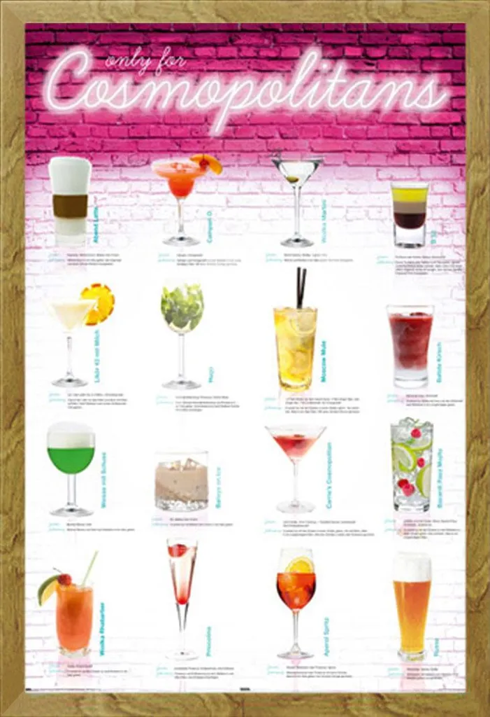 Quadro Cocktail Cosmopolitan Cornice Shinsuke Rovere Maxi 61x91.5