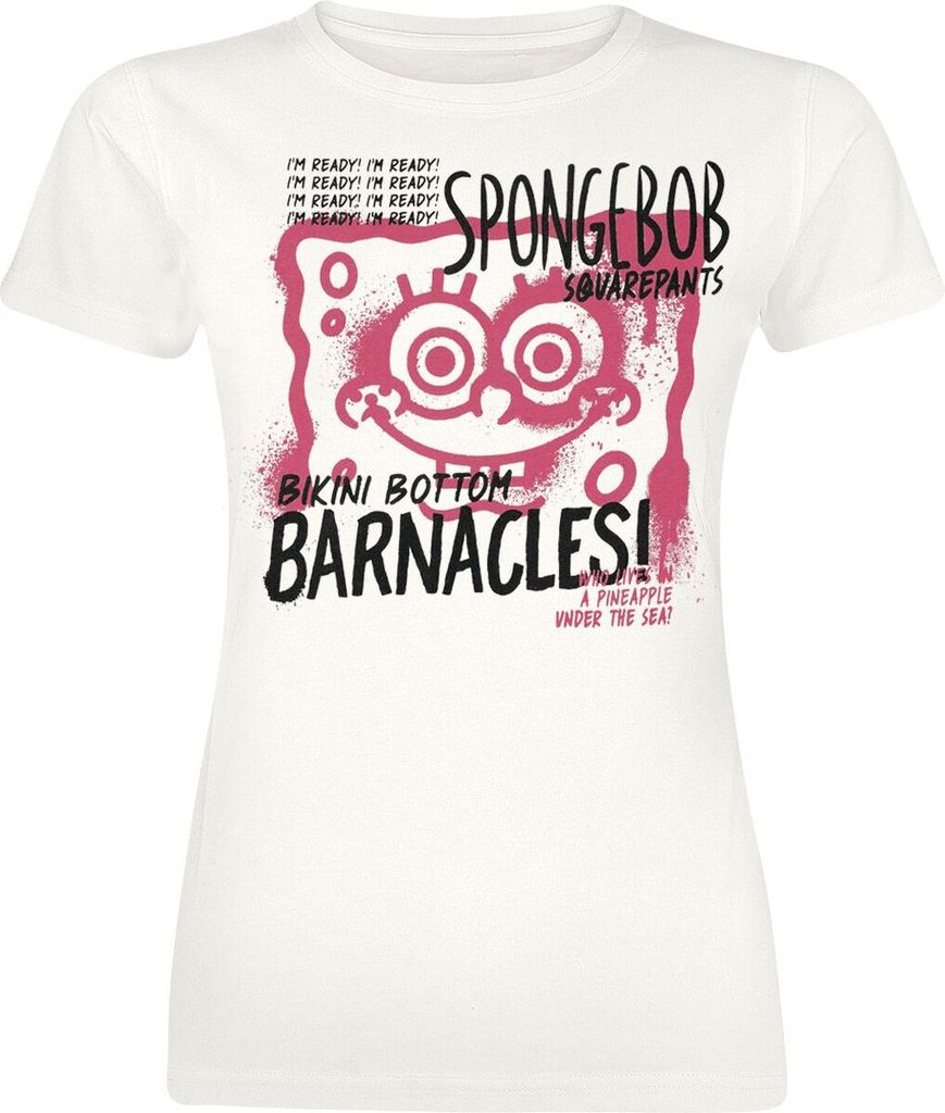 SpongeBob Schwammkopf T-Shirt Damen Bikini Bottom Barnacles! beige L