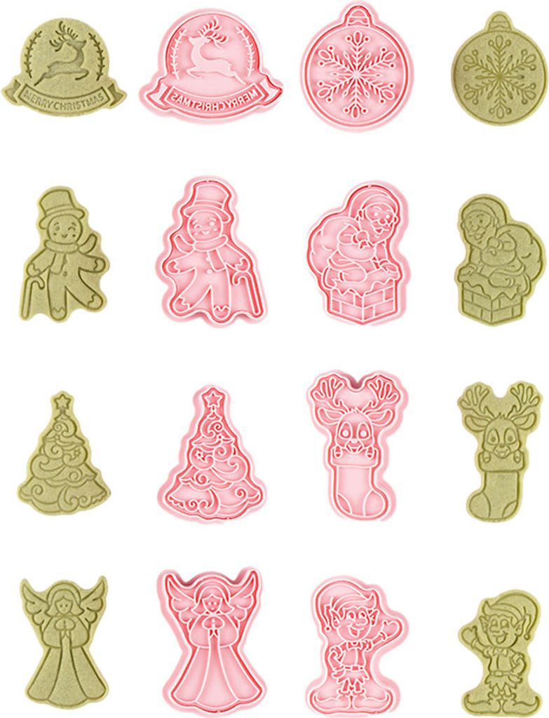 CANDeal 8-teiliges Keksformen-Set Für Weihnachten, 3D-Keksstempel Mit Stempel, Weihnachtsmann Und Geschenk, Milu-Hirsch, Weihnachtsbaum, Engel, Le...