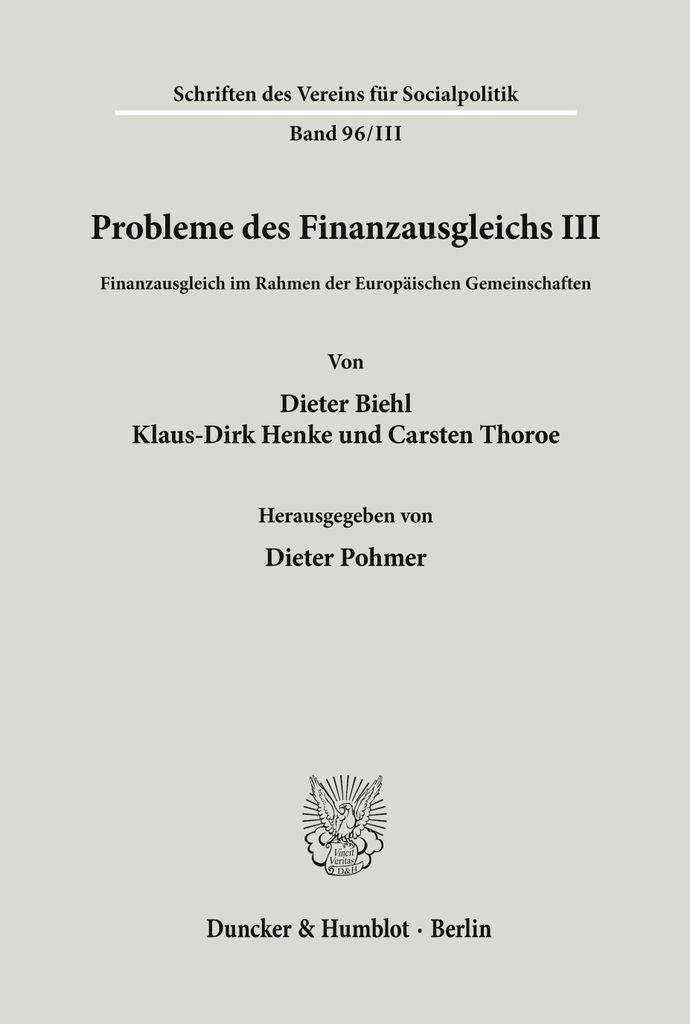 Probleme des Finanzausgleichs III.