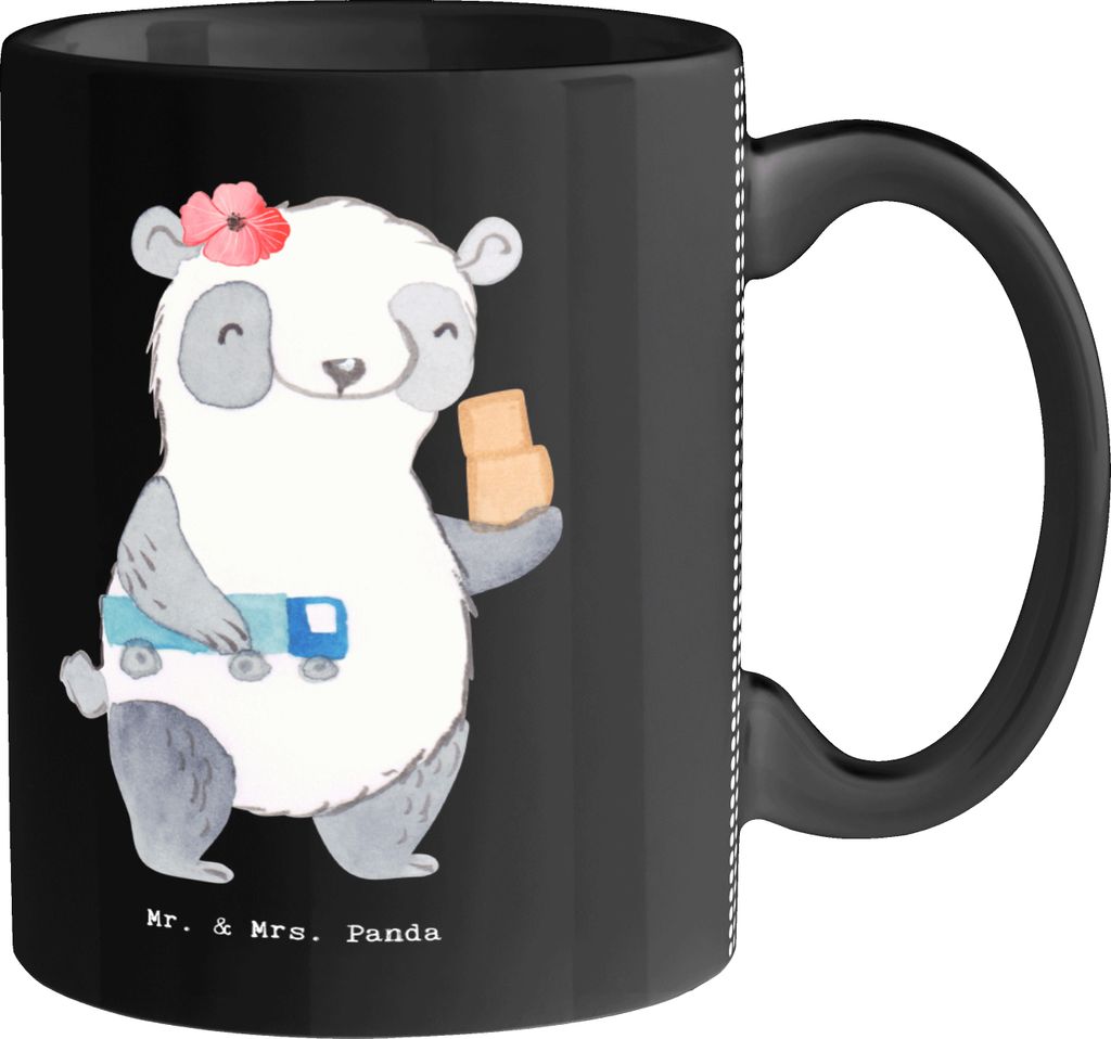 Mr. & Mrs. Panda Tasse Speditionskauffrau Herz - Schwarz - Geschenk, Pott, Kaffeebecher, schöne, bedruckt, Teetasse, Trinkbecher