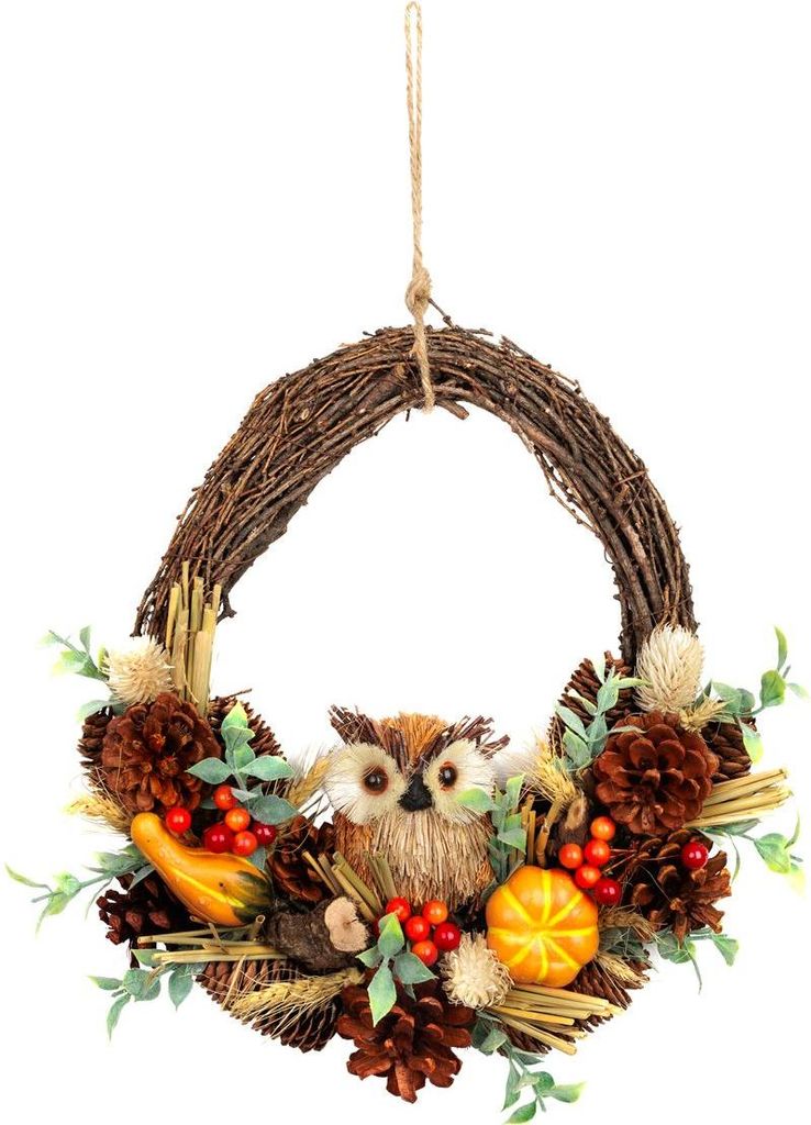 Kranz MagicHome Nature, herbstlich, orange, mit Eule, Produktbild 