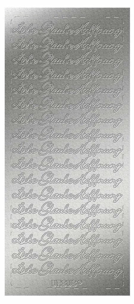 Ursus 593100115 - Kreativ Sticker Liebe, Glaube, Hoffnung, silber, 5 Stickerbögen, selbstklebend, leicht abziehbar, ideal für Kartengestaltung, S...