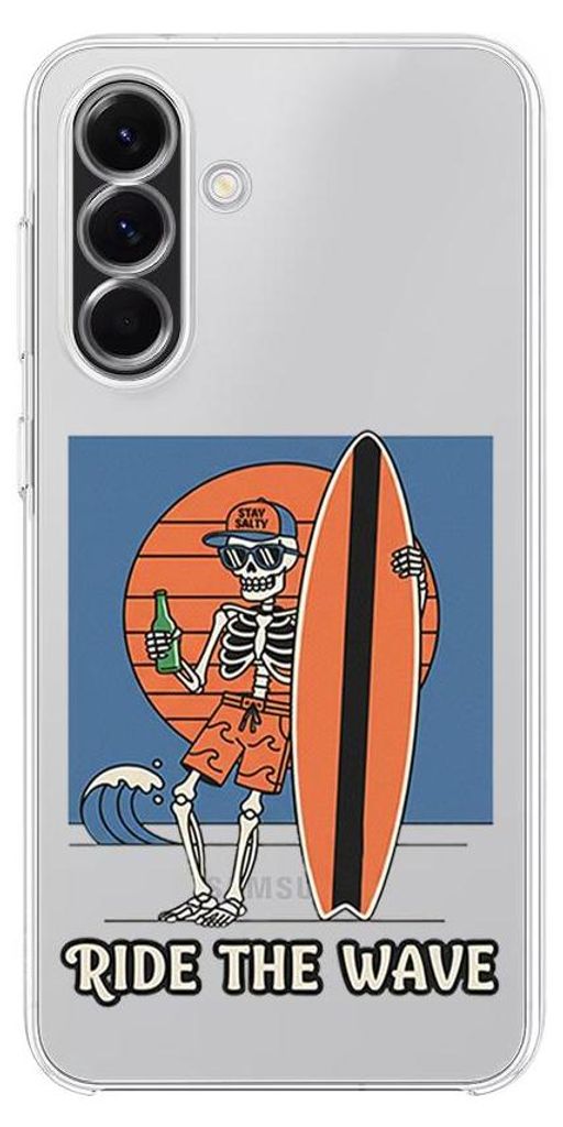Flexible Hülle für das Samsung Galaxy A56, Kameraschutz, TPU Silikon transparent, Skelett mit Surfbrett