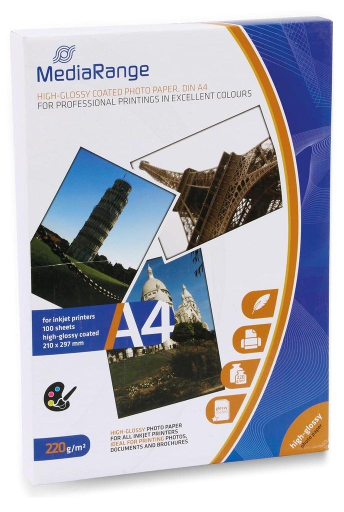 Fotopapier A4 220g Mediarange 100 listov Obrázok produktu 