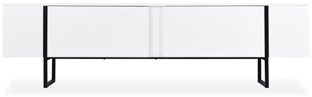 Meuble TV moderne MENZZO Valmain 180cm, blanc et métal noir - Design