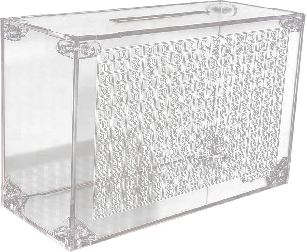 Transparente Spardose aus Acryl mit Zähler, 5000 USD Sparziel, für Kinder und Erwachsene, durchsichtiges Sparschwein, Münzbehälter, Geldspar-He...