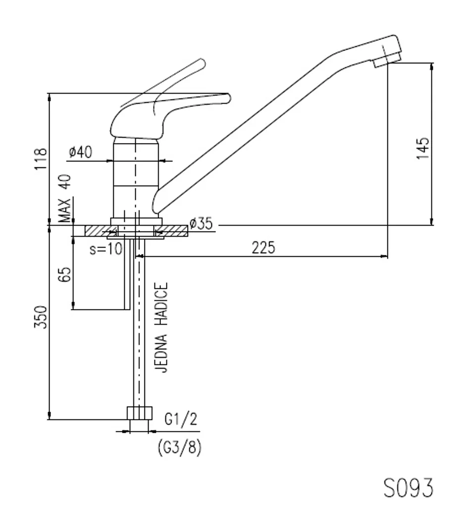 Mitigeur évier Slezák-RAV SA093.0 avec cartouche céramique durable - 2