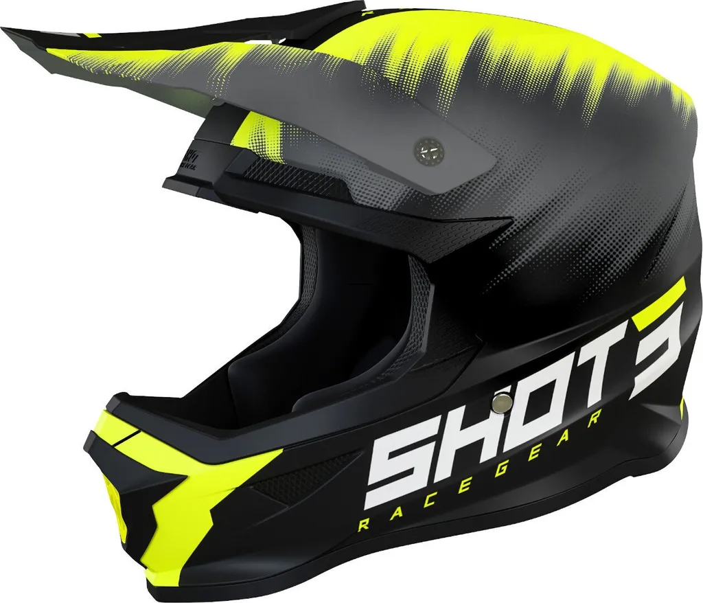 Casque de MX Shot Furious Versus XL 61-62cm - Noir et Jaune Fluorescent