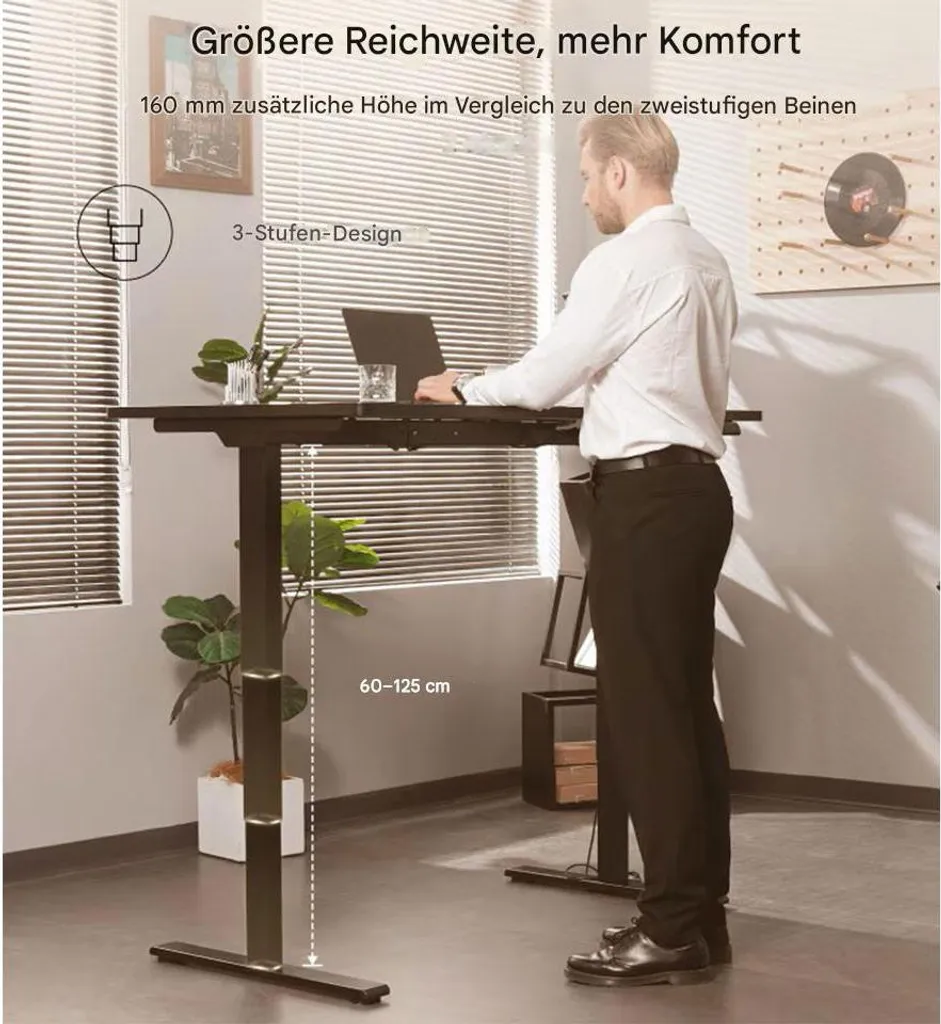 Structure de table réglable E5B-EUV5 noire avec système de levage rapide