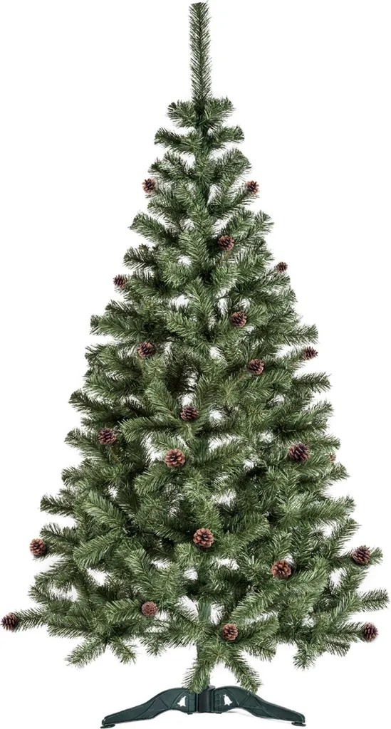 Sapin de Noël artificiel 180cm Aga avec pommes de pin - Pied métallique