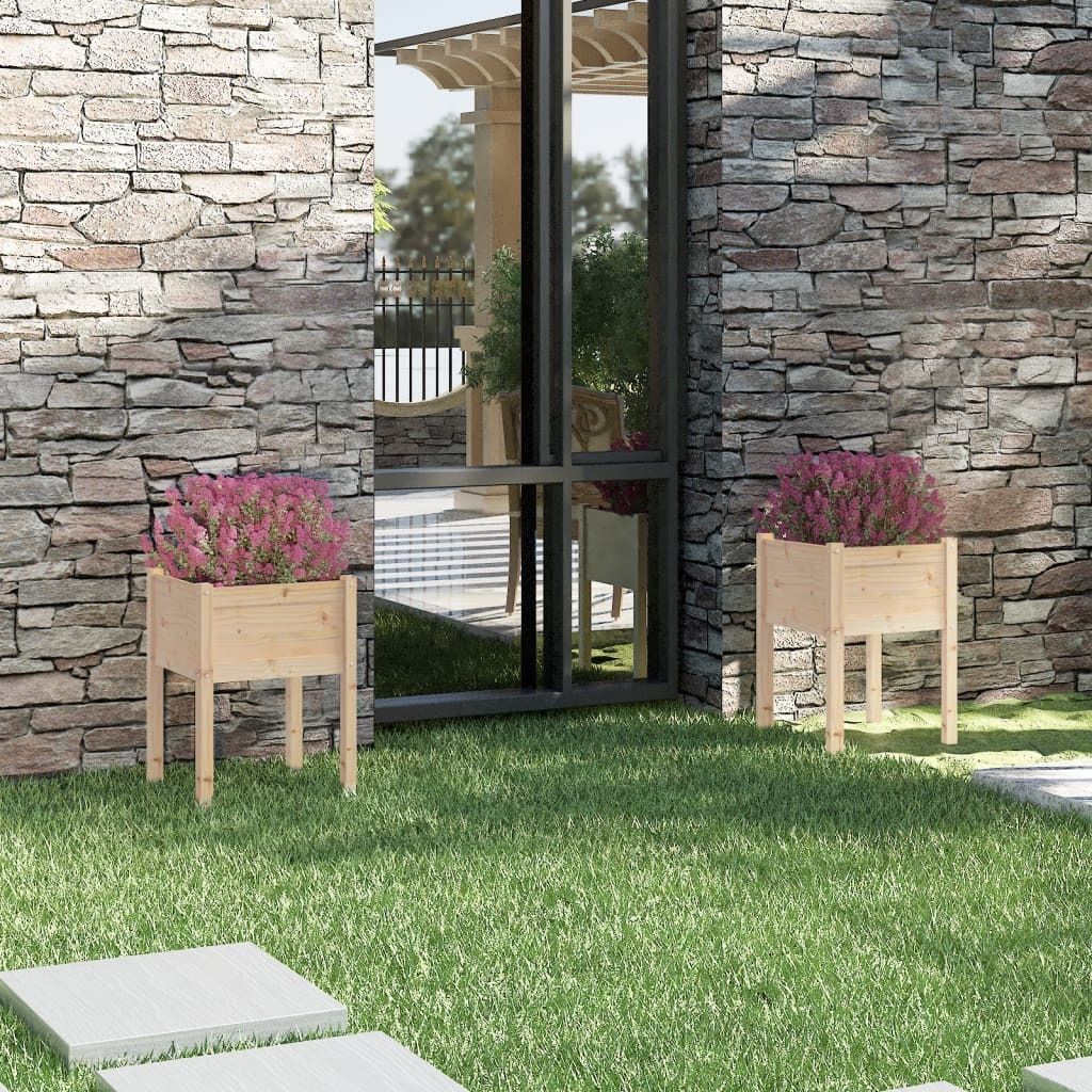 "2026 Promotion" Hochbeet - Pflanzkübel - 2 Stk. - Blumenkasten - 50x50x70 cm - Massivholz Kiefer - Beete CC27459