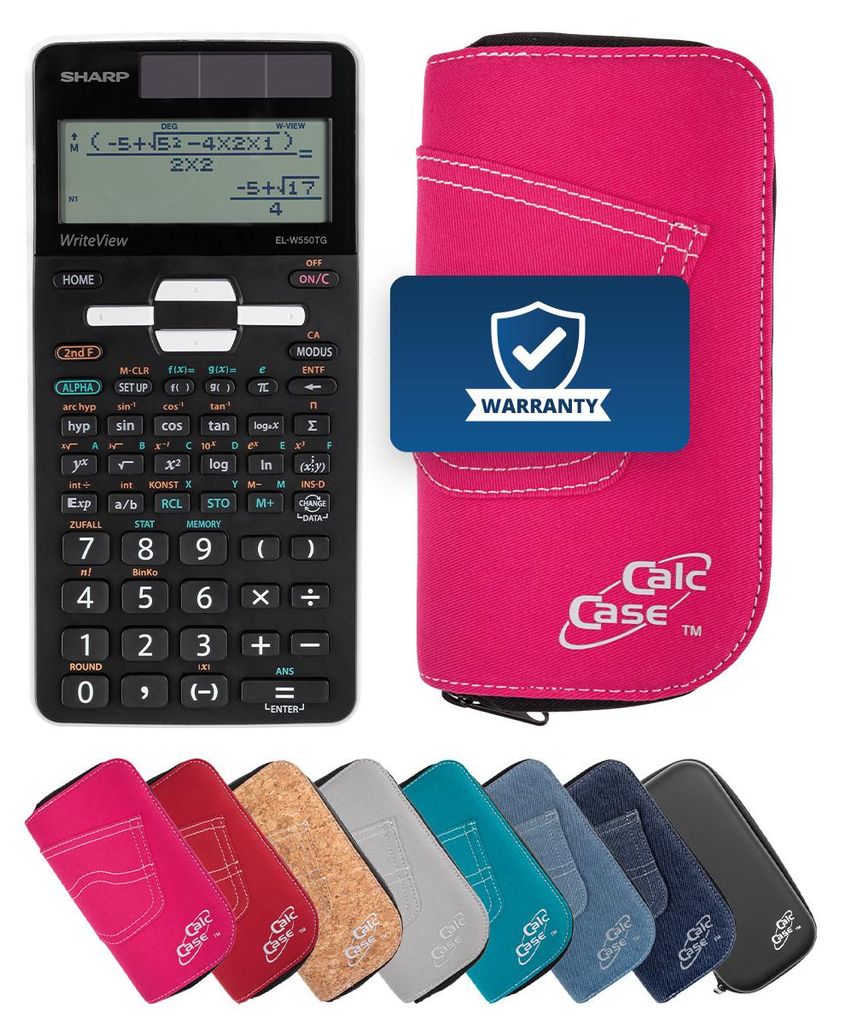 Sharp EL-W550TG Taschenrechner mit Schutztasche im Jeans-Design pink
