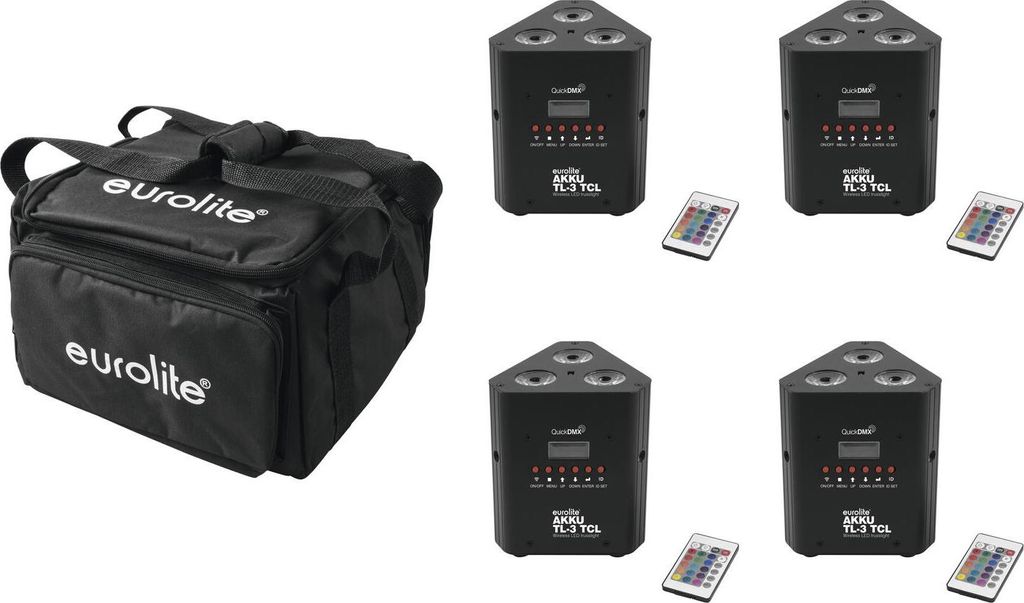 EUROLITE Set 4x AKKU TL-3 QuickDMX + Soft-Bag