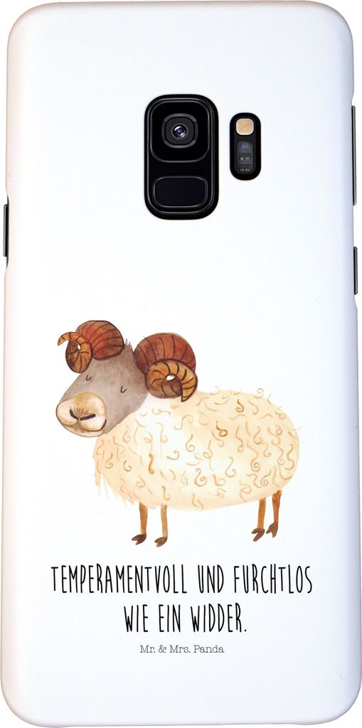 Mr. & Mrs. Panda Samsung Galaxy S9 Handyhülle Sternzeichen Widder - Weiß - Geschenk, Geburtstag April, März, Schafbock, Bock, Cover, Hülle, Han...