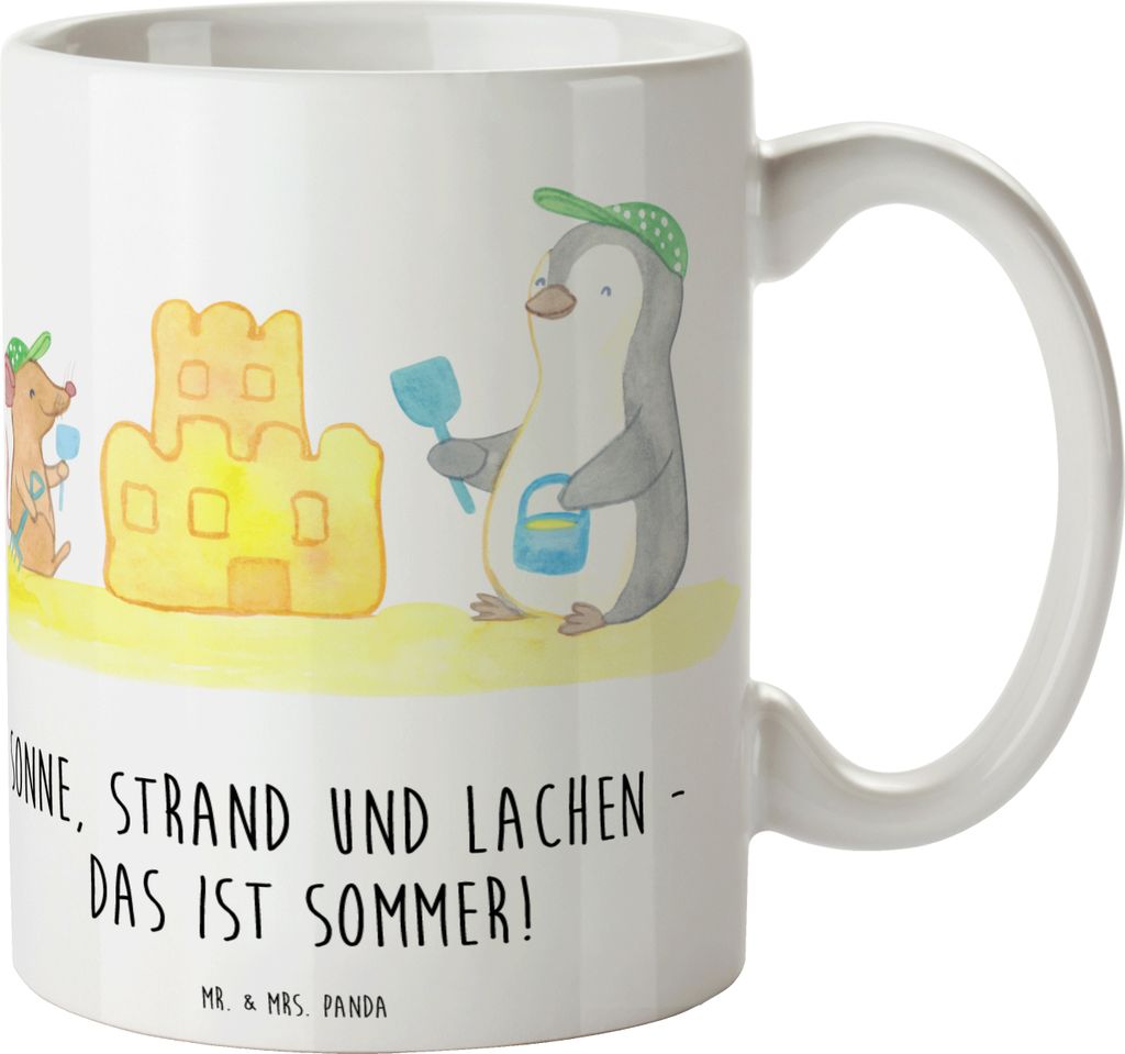 Mr. & Mrs. Panda Kaffeetasse Sommerfreude - Weiß - Geschenk, schöne tasse, kaffeebecher bedruckt, cappuccinotasse, Sommer, Sommermomente, Sommerf...