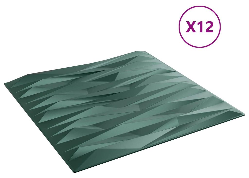 vidaXL Wandpaneele 12 pcs Stein Grün 50 x 50 cm XPS Schaum