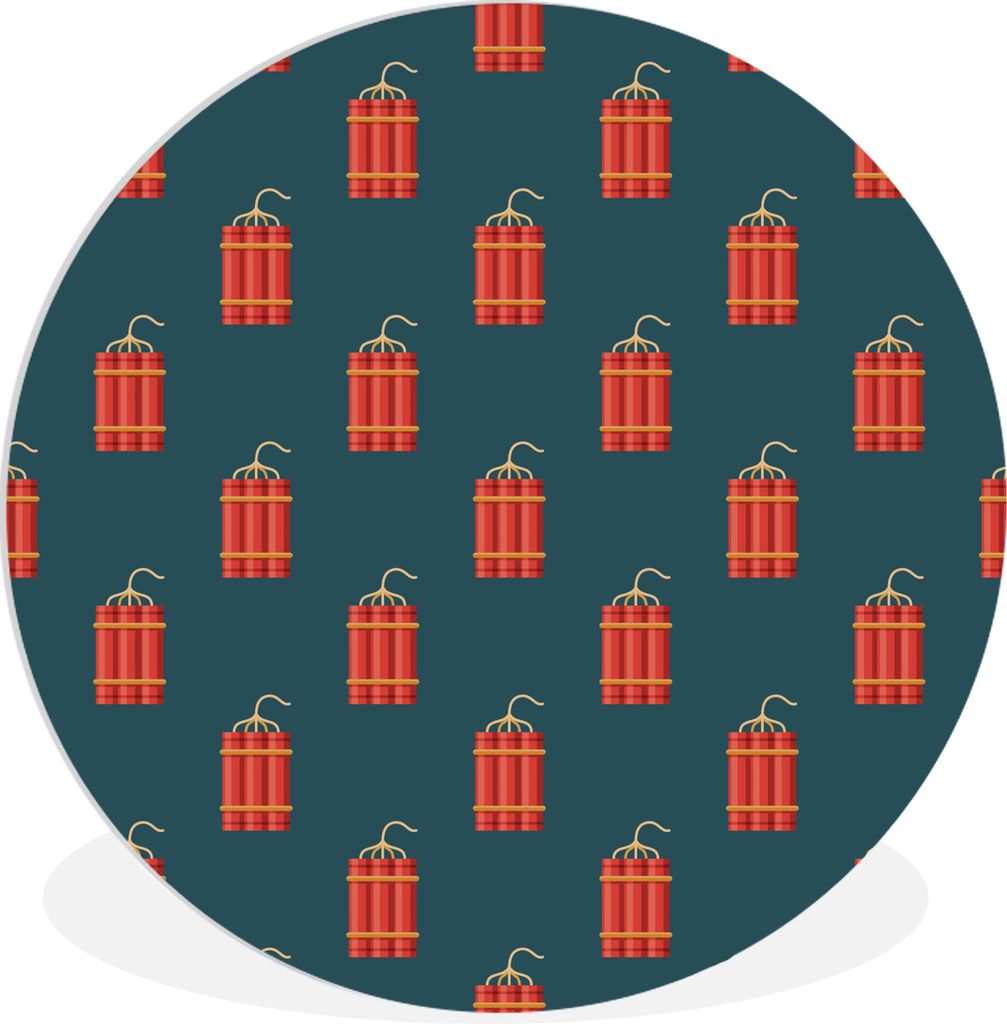 MuchoWow Rundes Wandbild - Runde Bilder Gestaltung - Dynamit - Rot Ø 90 cm Kreis Wanddekoration Kunststoff - Wandkreis - Wandschmuck - Wand-Krei...