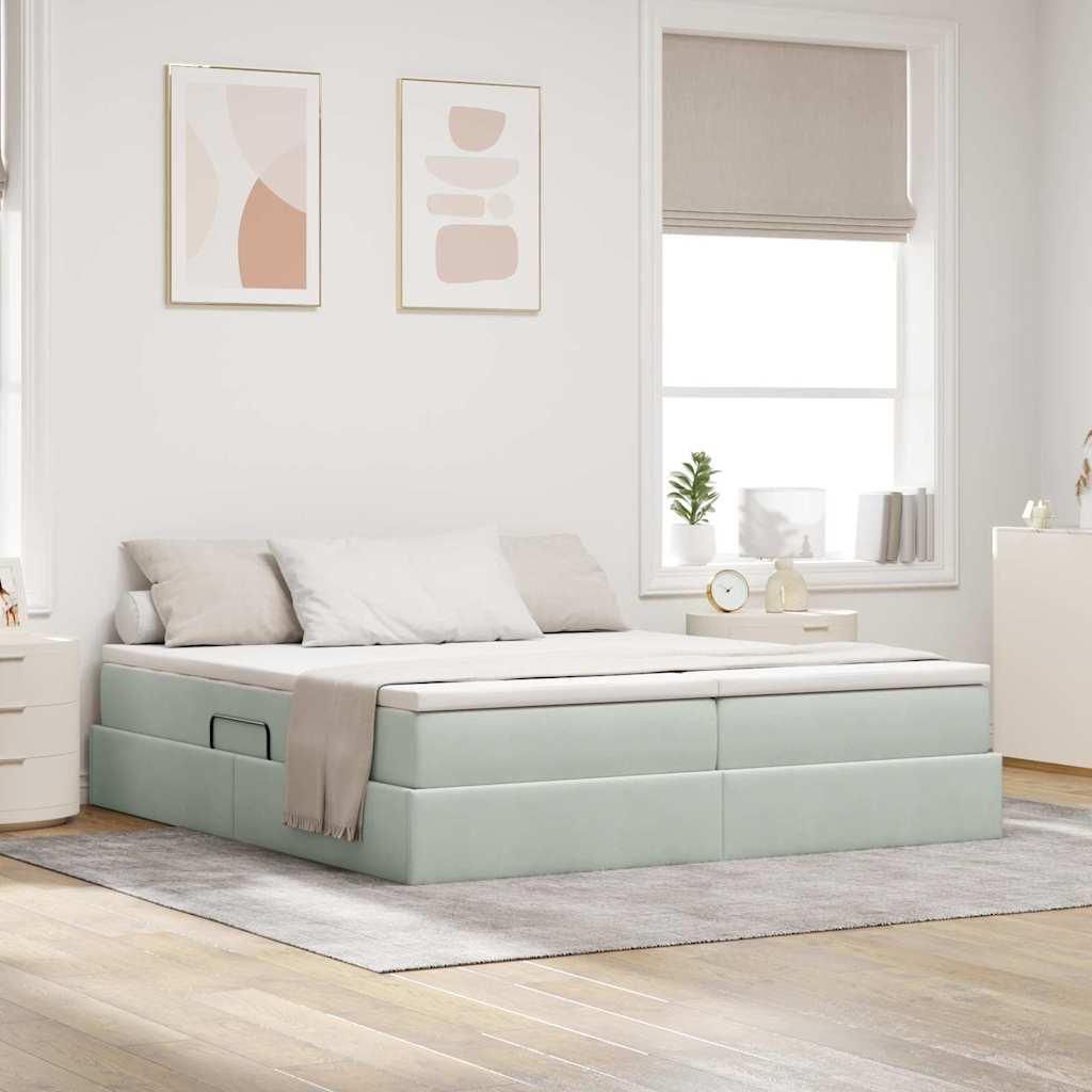 Maison Exclusive - Aufbewahrungsbett mit Matratze Hellgrau 180 x 200 cm Samt