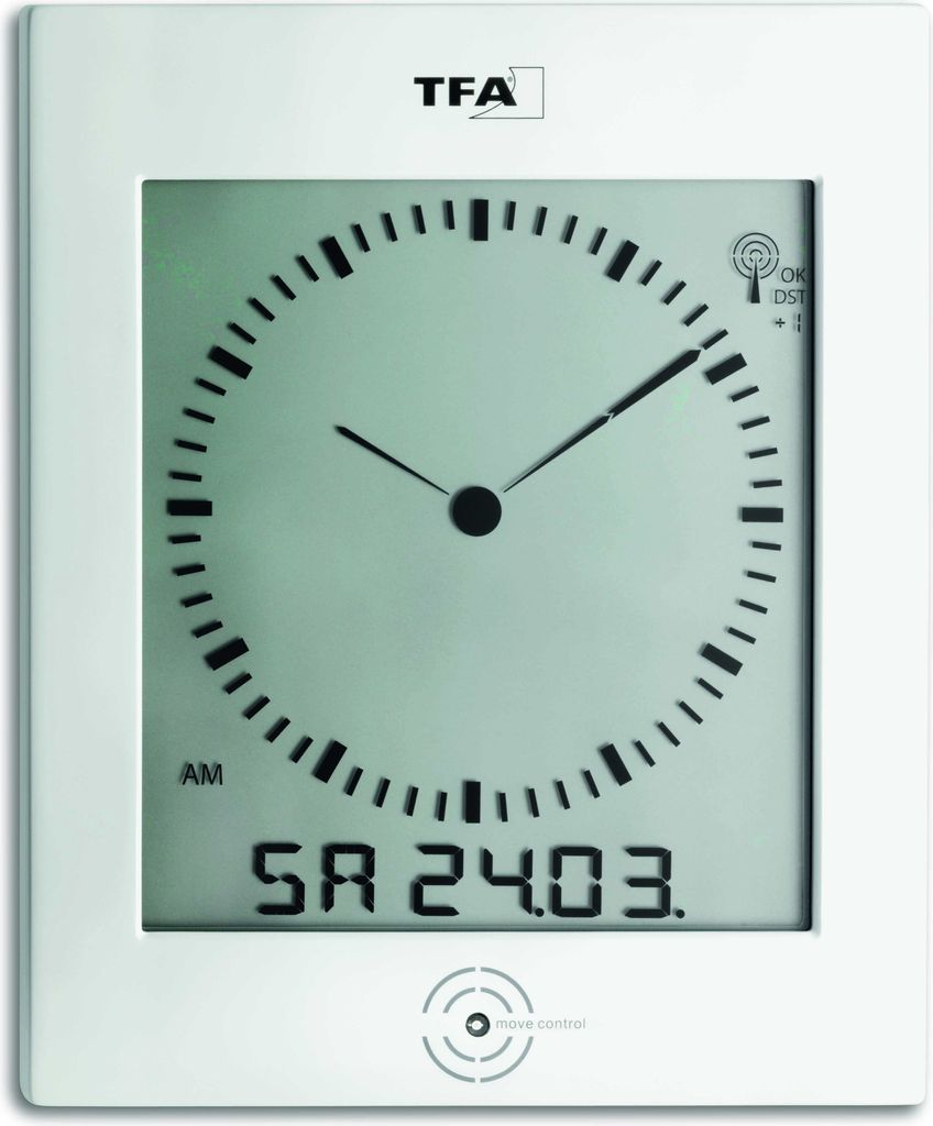 TFA-Dostmann 60.4506 Wanduhr Digitale Wanduhr Rechteck Weiß Produktbild 