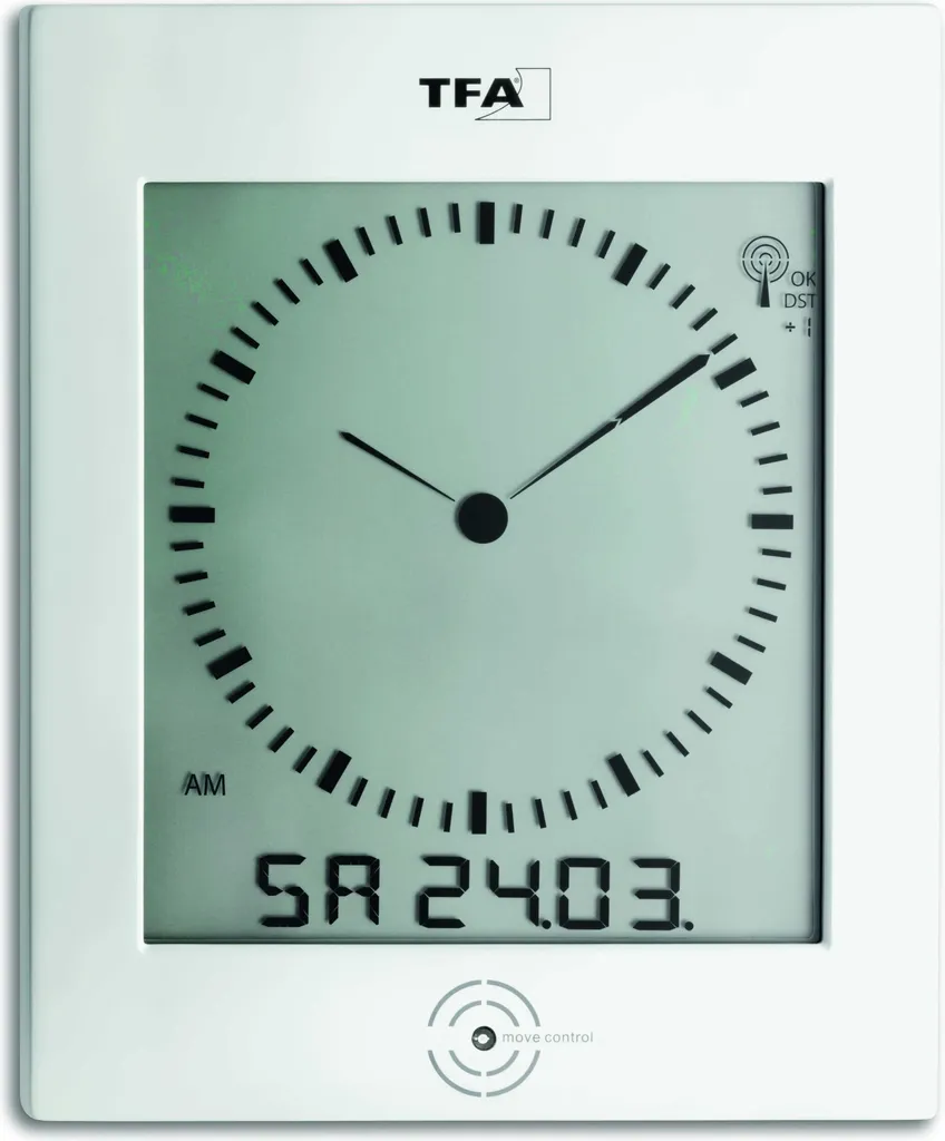 Horloge murale digitale pour bureau et salon TFA-Dostmann 60.4506 blanche
