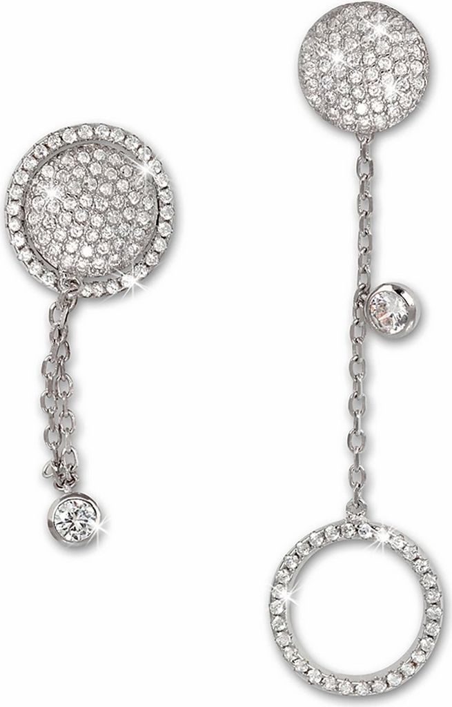 SilberDream weiß Ohrringe Kreis Doppelohrring Zirkonia Silber Ohrhänger GSO431W