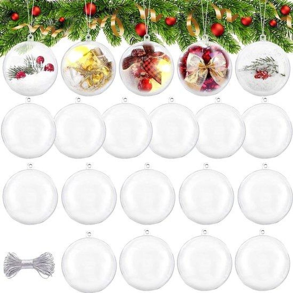 Transparante kunststof Kerstballen 20er Set 8 cm