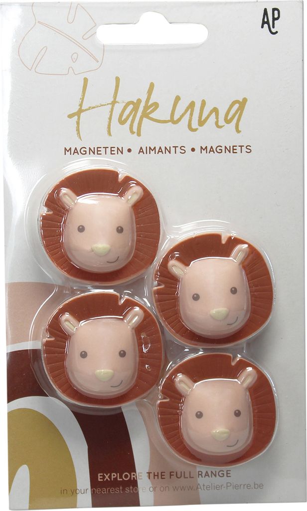 Atelier Pierre Hakuna Löwen Magnolia Magnete 4 Stück