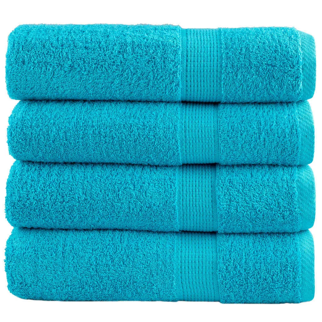 Set 4 Asciugamani Doccia SOLUND Turchese 70x140cm | 600 GSM Lusso