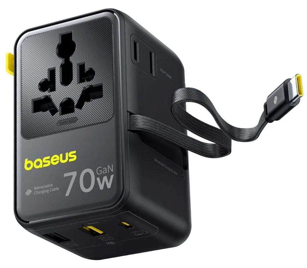 Baseus EnerCore CG11 Charger Retractable 2AC+2U + 70W Black