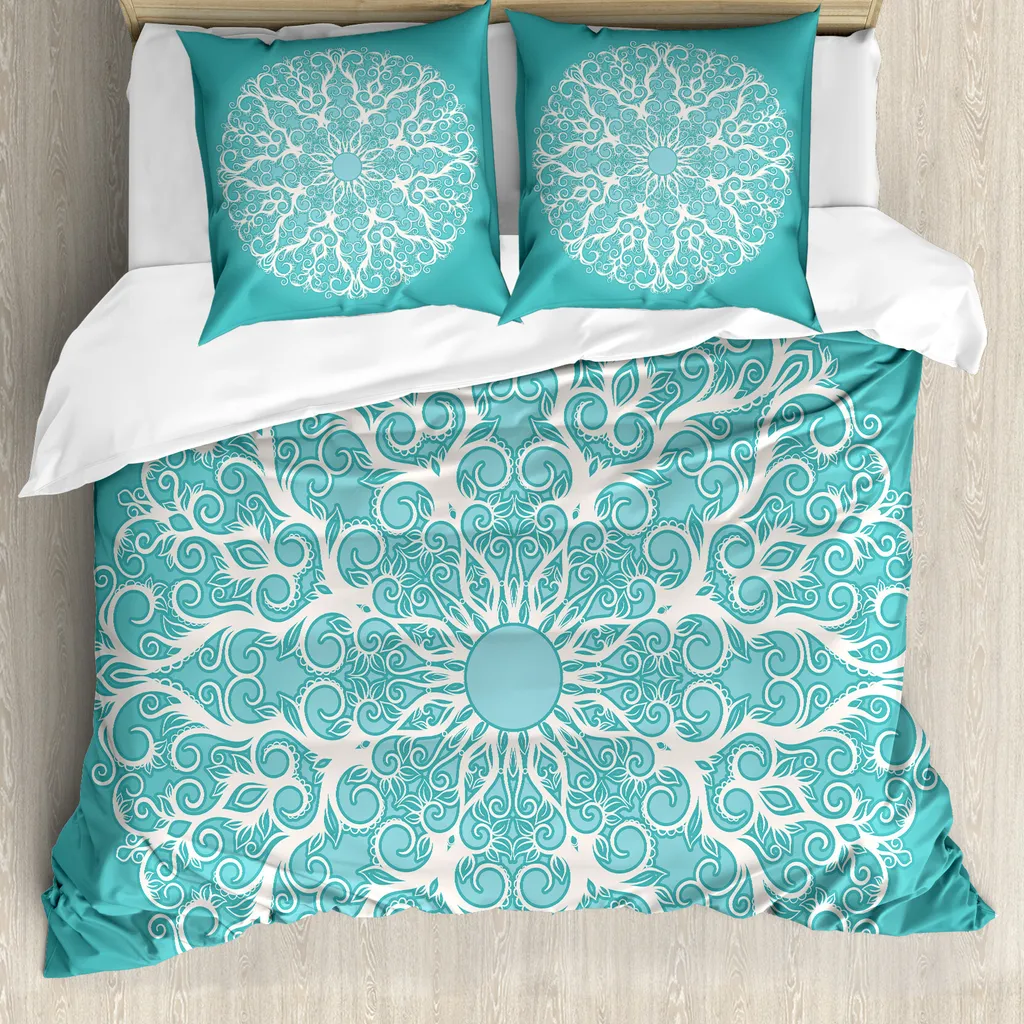 Set Letto ABAKUHAUS Turchese 200x200: Comfort Ipoallergenico Floreale