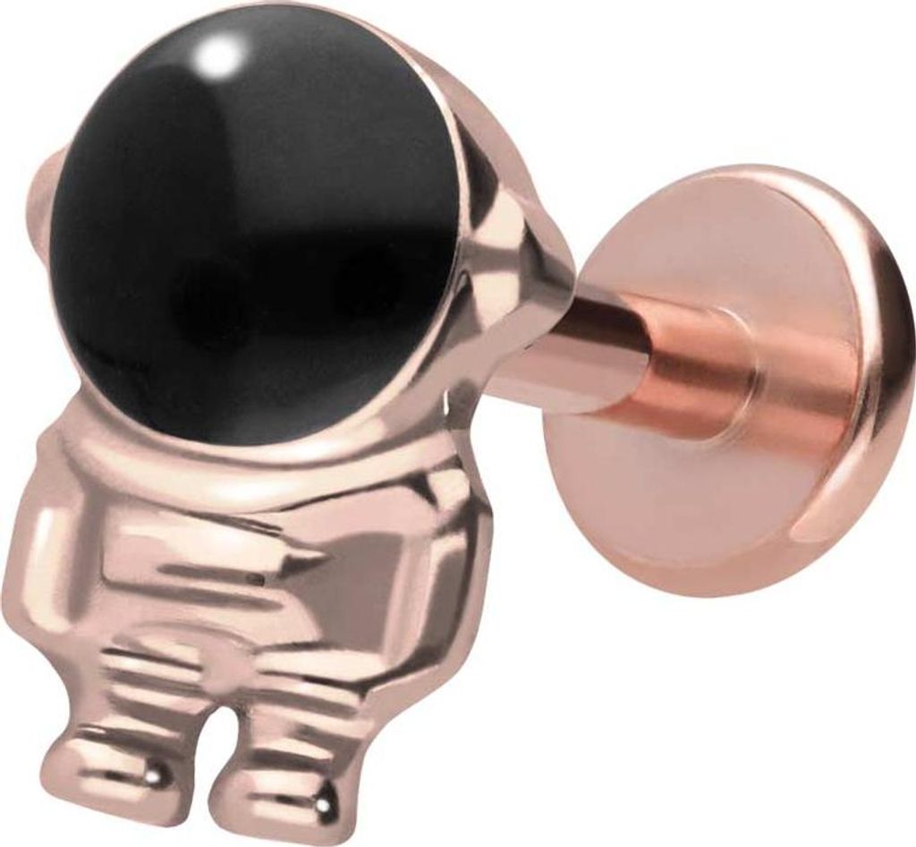 Ohrpiercing, Nasenpiercing Titan Labret mit Innengewinde ASTRONAUT RoséGold Stablänge: 10mm | Stabstärke: 1,2mm
