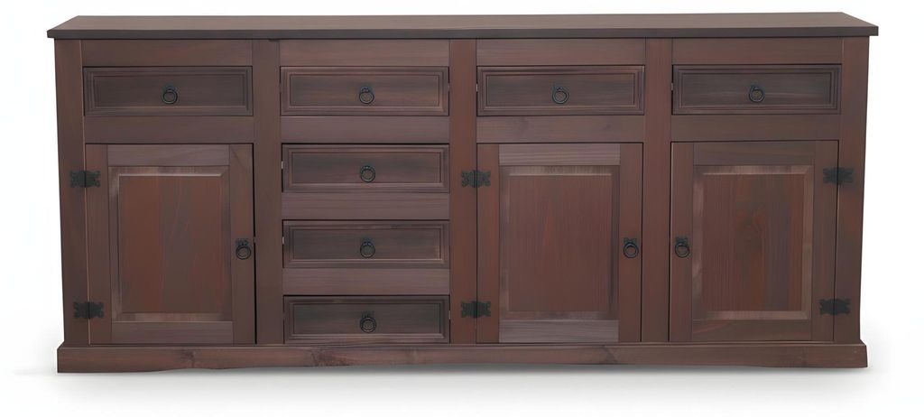 New Mexico Sideboard mit 7 Schubladen und 3 Türen Breite 200 cm, Höhe 84 cm kolonial gebeitzt/wachs.