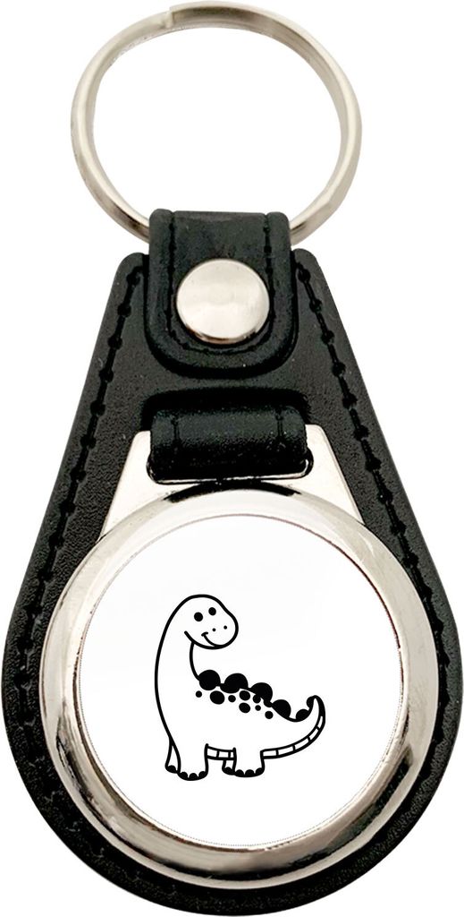 Huuraa Anhänger Apatosaurus Dinosaurier Geschenk Metall mit Kunstleder Einkaufswagenlöser Apatosaurus Präsent