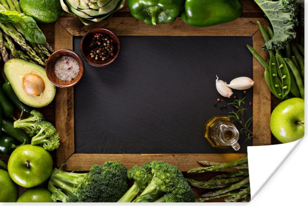MuchoWow Poster Obst - Kreidetafel - Gemüse 180x120 cm - Fotoplakat