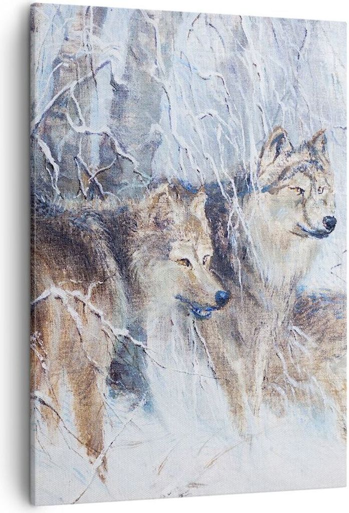 Bild auf Leinwand - Leinwandbild - Einteilig - Wolf Tier Wald - 50x70cm - Wand Bild - Wanddeko - Wandbilder - Leinwanddruck - Kunstdruck - Wanddeko...