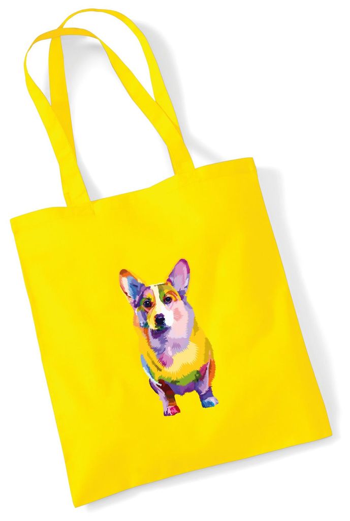 Huuraa Jutebeutel Corgi Colorful 10 Liter Yellow Baumwolle Tasche Geschenkidee