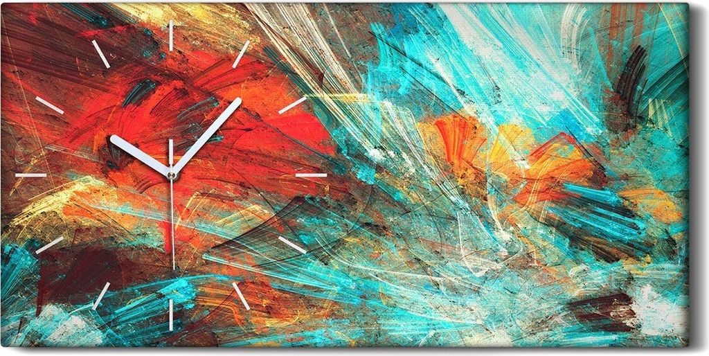 Dekor Leinwand Uhr Wandbilder 60x30 Foto Bild abstrakt Aquarell farbenfroh - weiße Hände