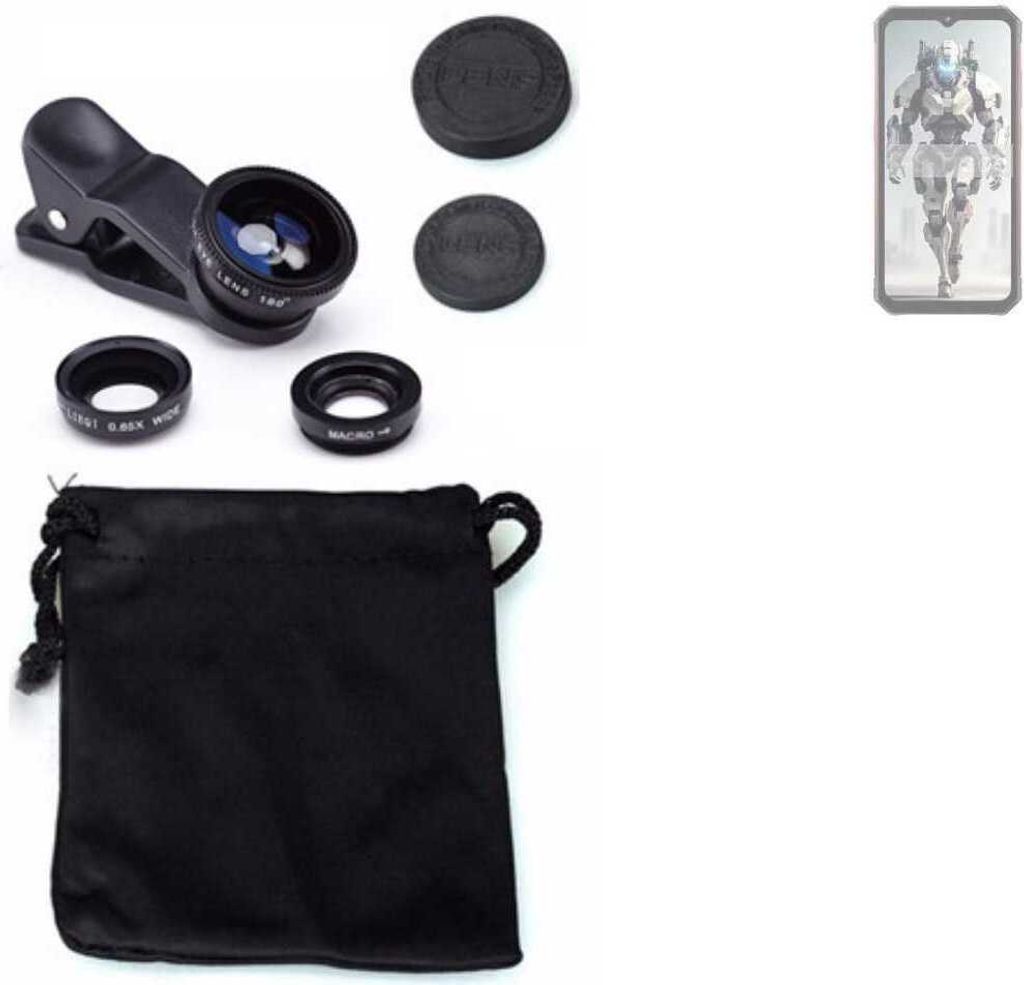 K-S-Trade Smartphone Kamera Linsen Set Kompatibel mit FOSSiBOT F102 3in1 Clip-On Kamera Adapter Macro Weitwinkel FishEye Fischauge Objektiv Linse